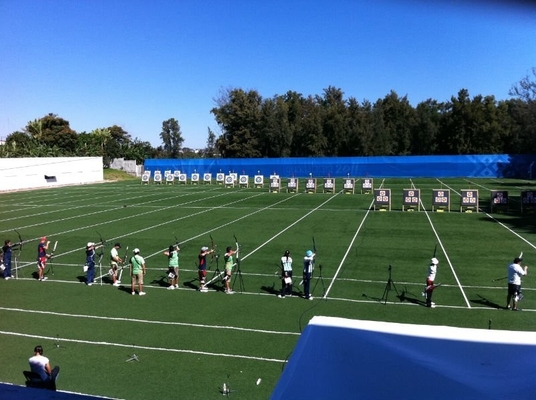Green Football Artificial Turf Dtex 11200 WIth CPP+LENO Backing And SBR Latex Coating Low Maintenance