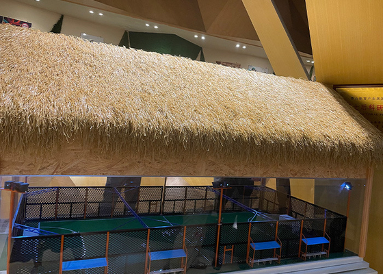 Landscaping Synthetic Thatch Roof With High Softness Flame Retardant Artificial Thatch Grass