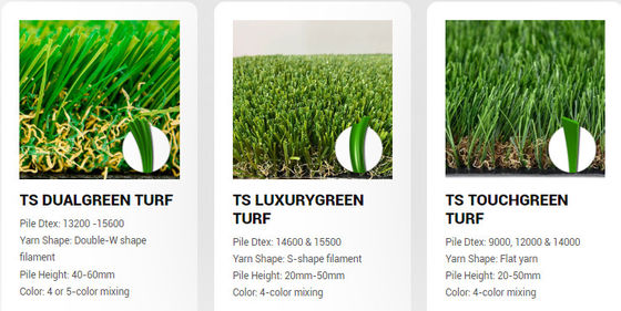 60mm Pile Height 12400 Dtex C Spine Shape Artificial Turf for Landscape Grass Applications
