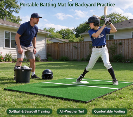 Portable Artificial Turf Baseball Batting Mat with PU Foam Backing UV Resistant and Customizable Options