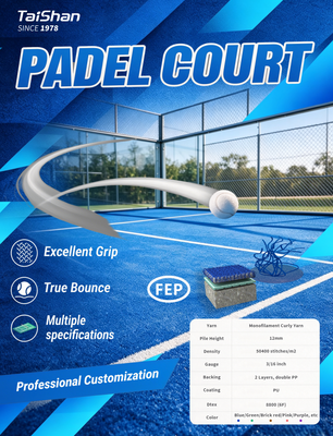 FEP Certified 12mm Pile Height Padel Artificial Grass with Customizable Colors for Professional Padel Courts